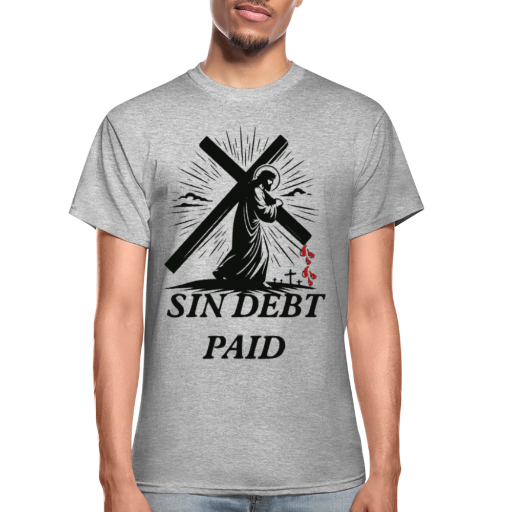 "SIN DEBT PAID" T-Shirt - heather gray