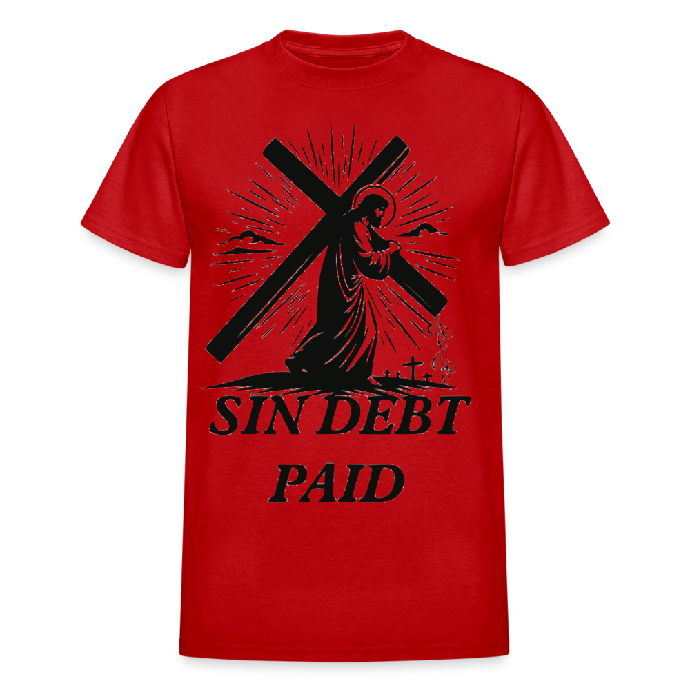 "SIN DEBT PAID" T-Shirt - red