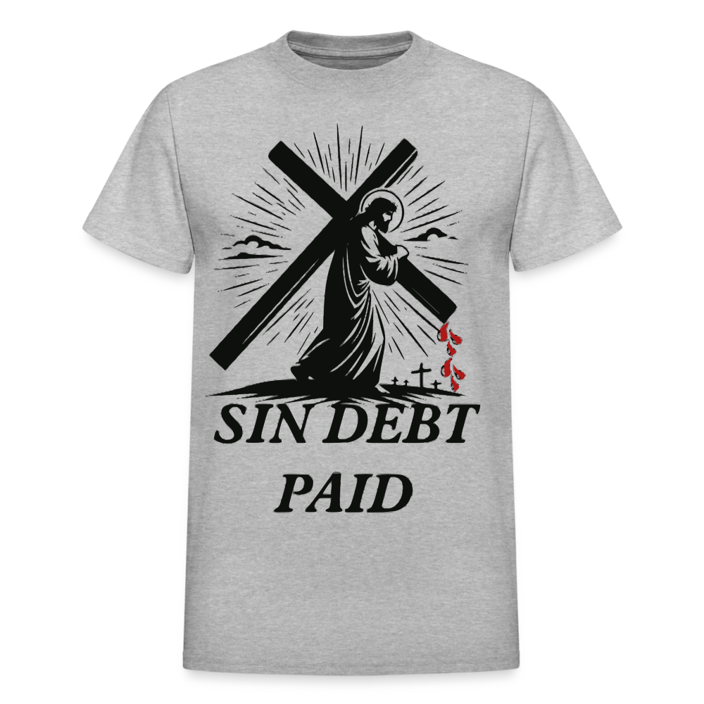 "SIN DEBT PAID" T-Shirt - heather gray