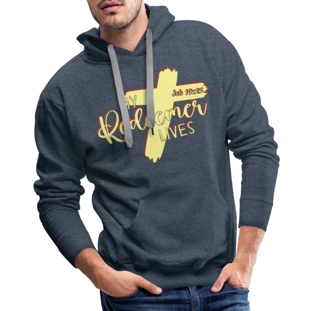 "My Redeemer Lives" Hoodie - heather denim