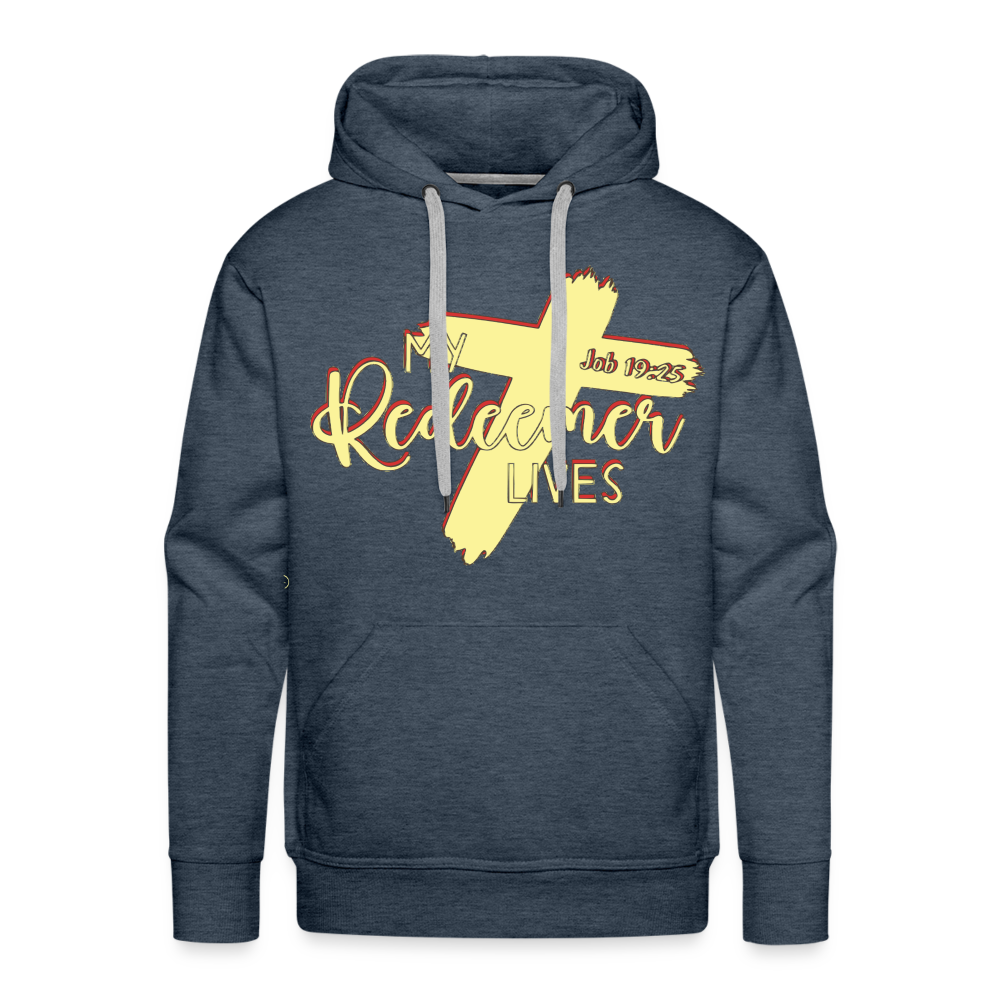 "My Redeemer Lives" Hoodie - heather denim