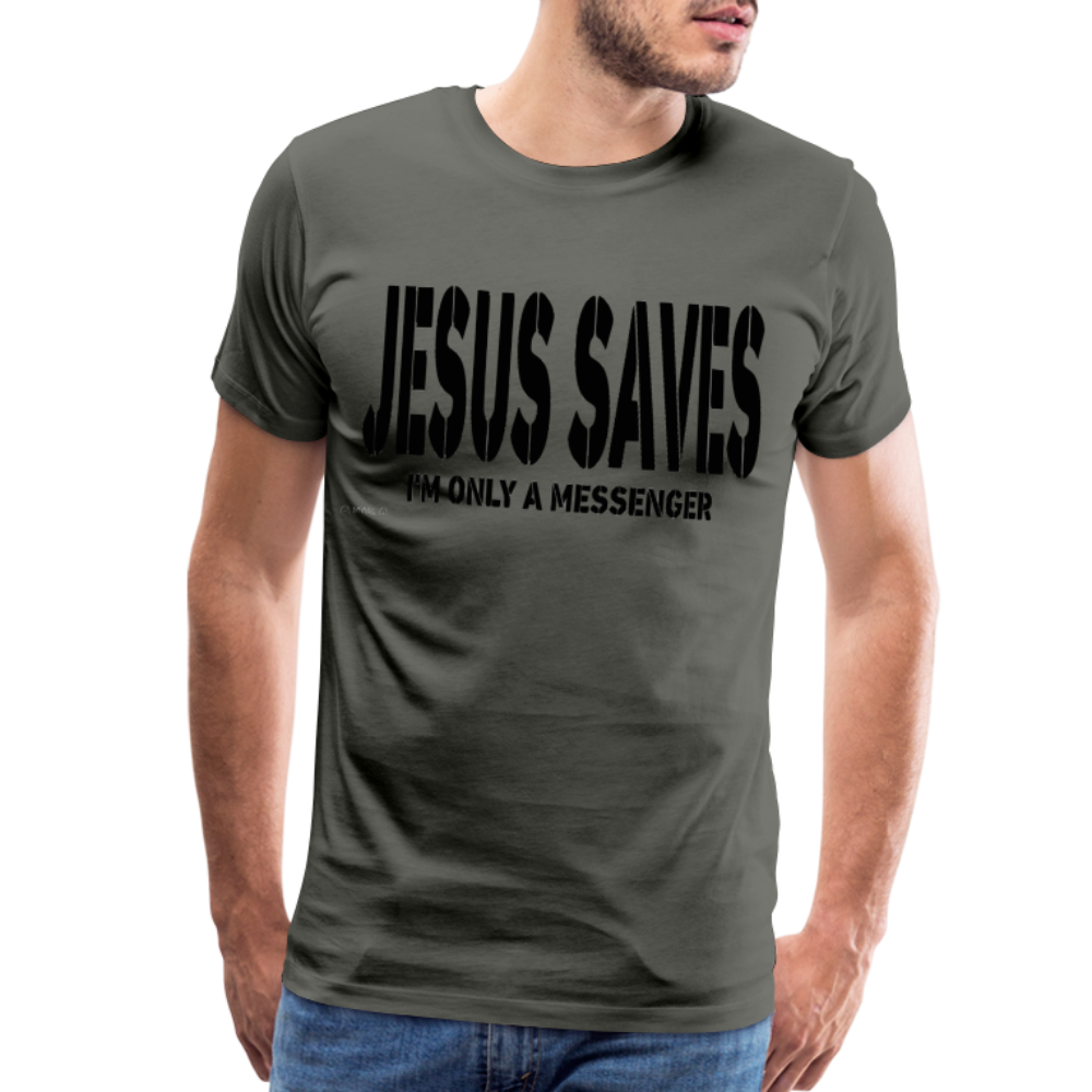 "Jesus Saves" T-Shirt - asphalt gray
