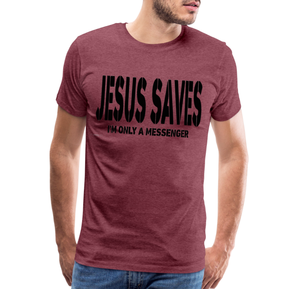 "Jesus Saves" T-Shirt - heather burgundy