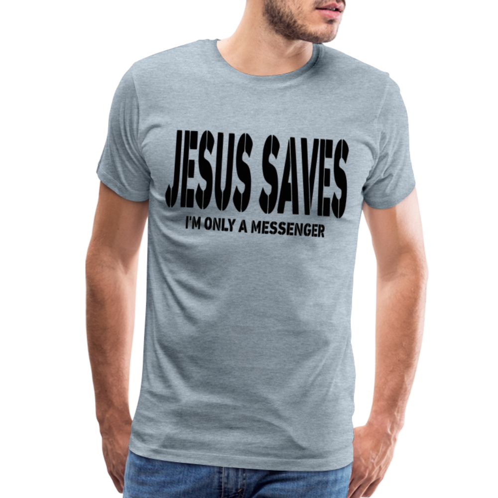"Jesus Saves" T-Shirt - heather ice blue