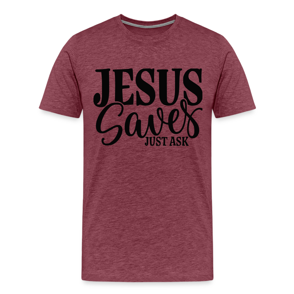 "Jesus Saves" T-Shirt - heather burgundy