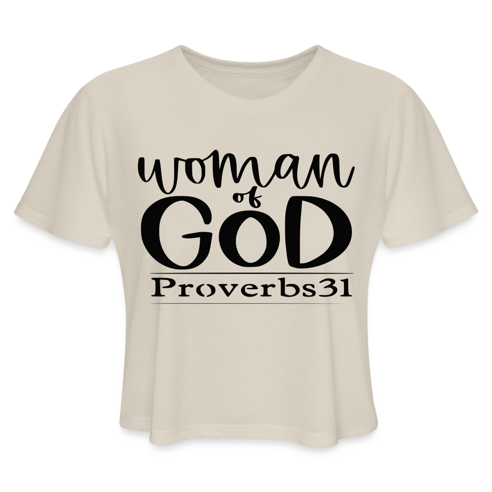 Women's Cropped "Woman Of God" T-Shirt - dust