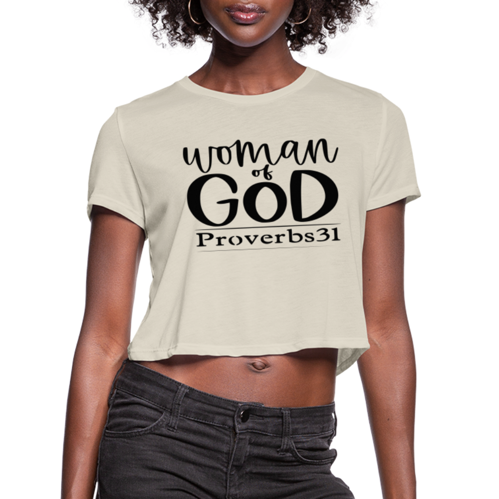 Women's Cropped "Woman Of God" T-Shirt - dust