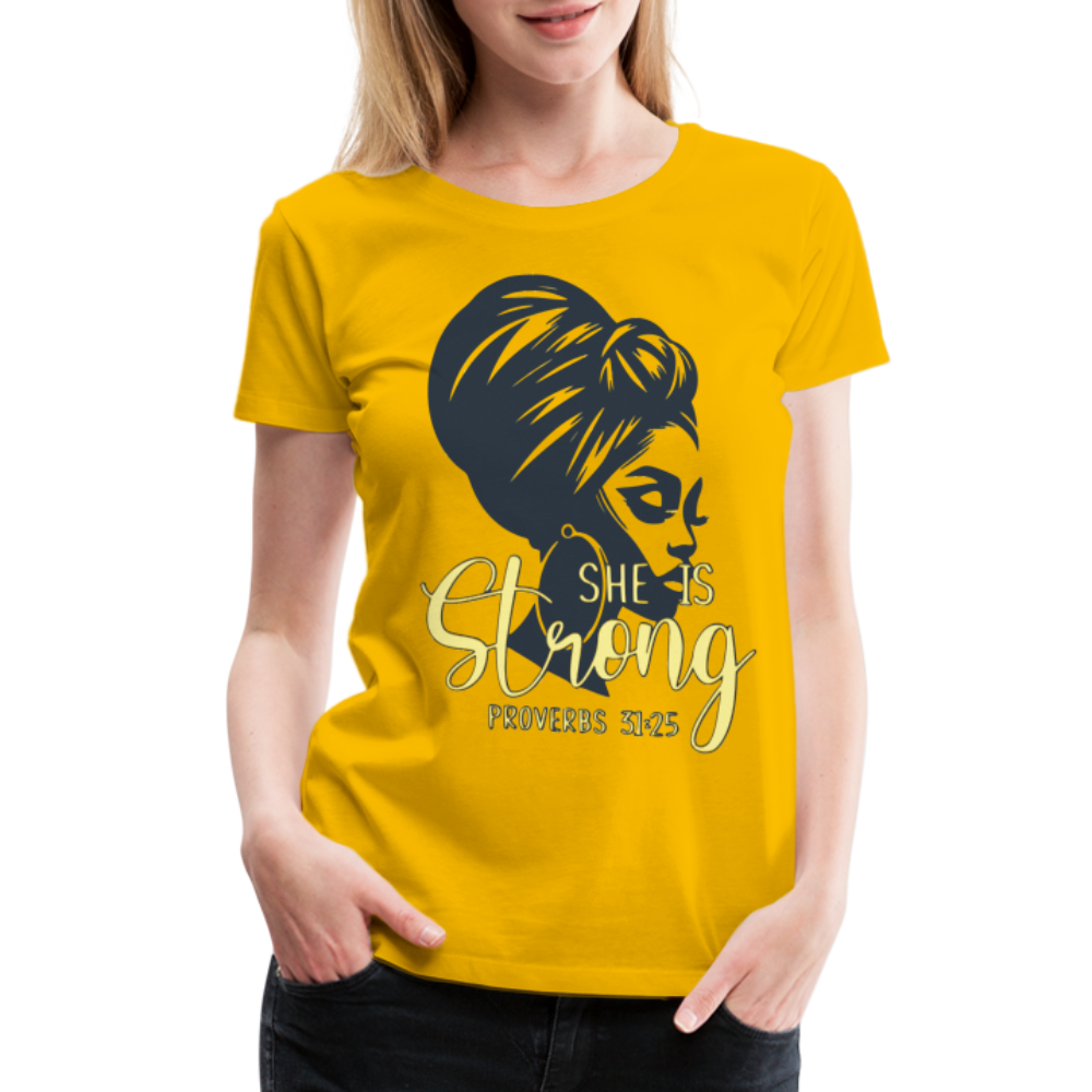 Women’s "She Is Strong" T-Shirt - sun yellow