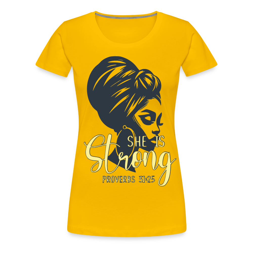 Women’s "She Is Strong" T-Shirt - sun yellow