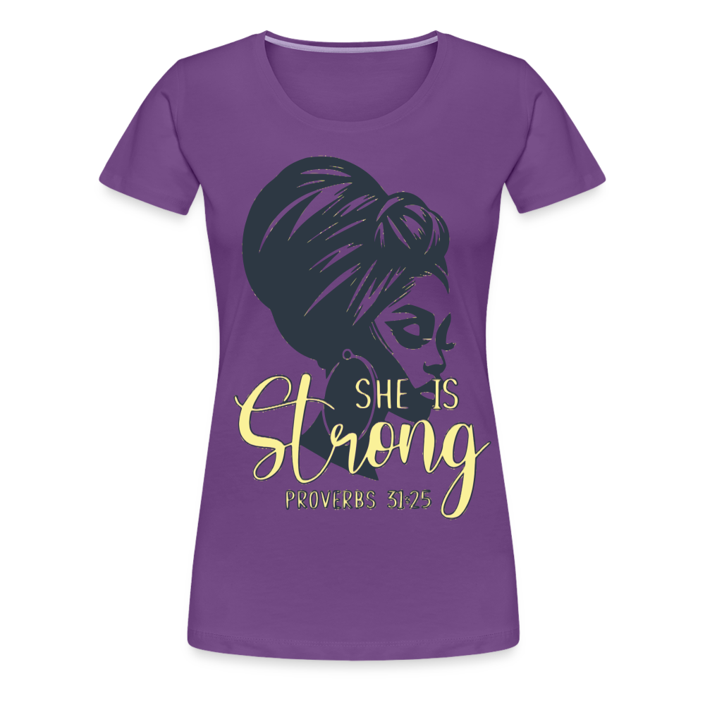 Women’s "She Is Strong" T-Shirt - purple