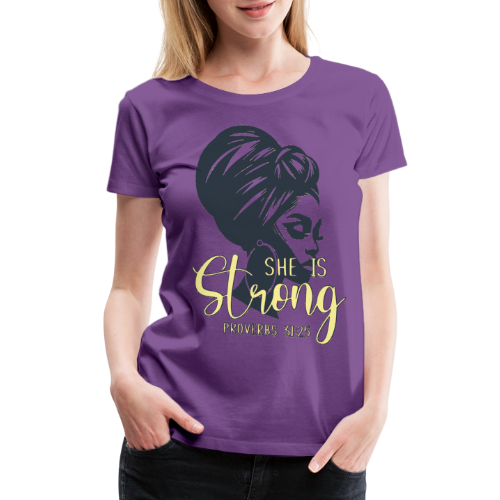 Women’s "She Is Strong" T-Shirt - purple