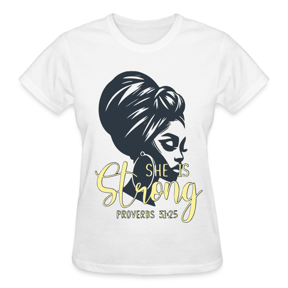 "She Is Strong" T-Shirt - white