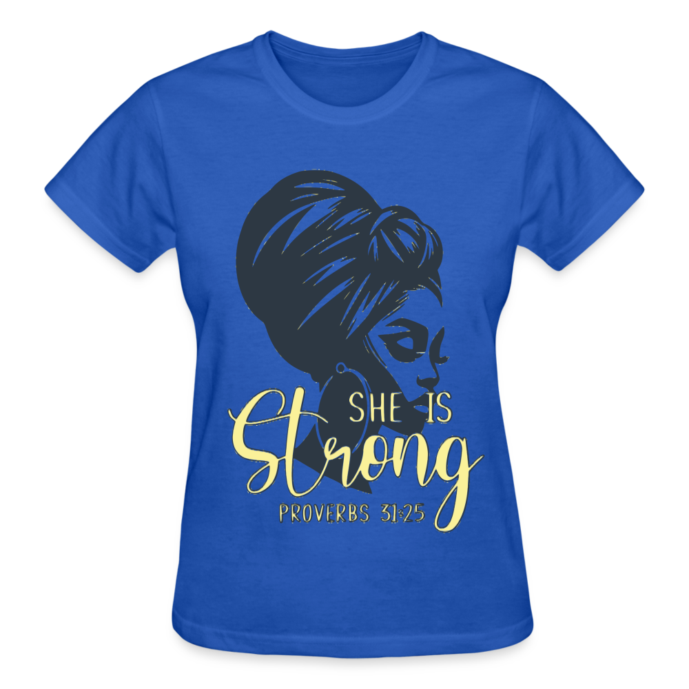 "She Is Strong" T-Shirt - royal blue