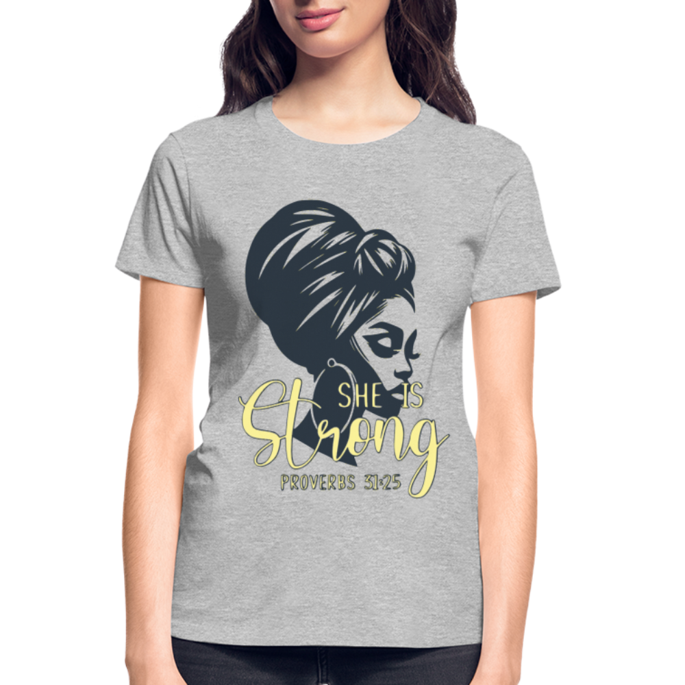 "She Is Strong" T-Shirt - heather gray