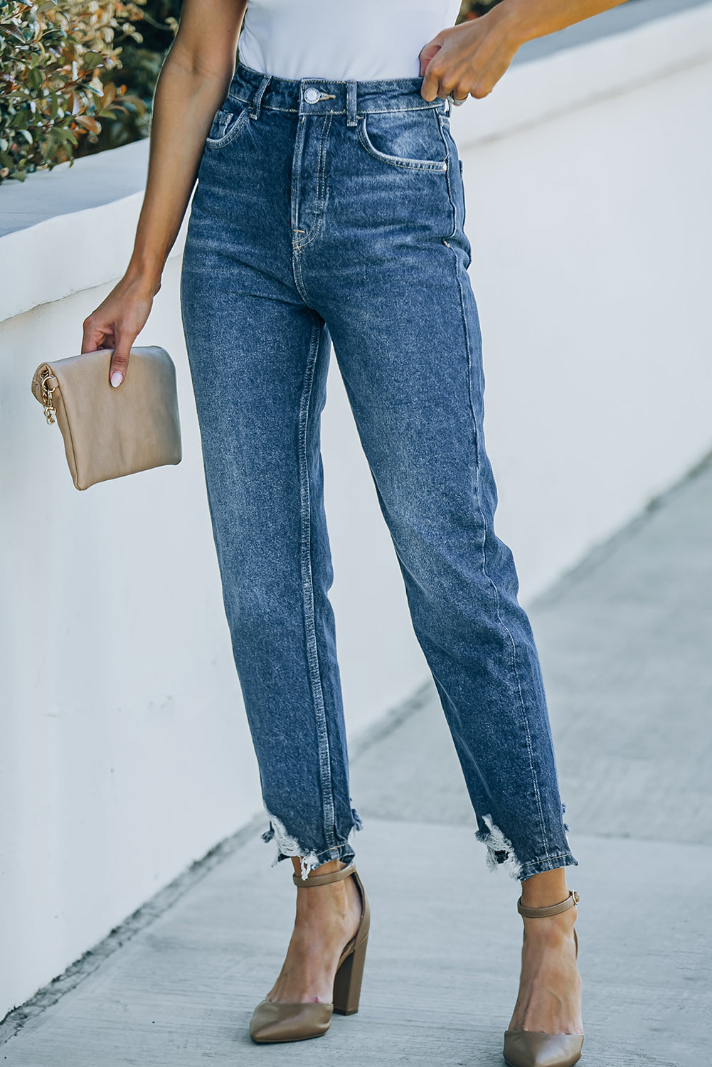 Women's Ripped Ankle Jeans