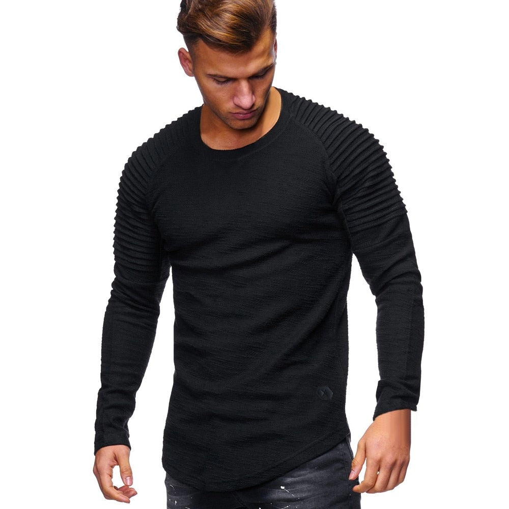 Men Cotton Regular Solid Full Sleeve Regular Tees - Lee Ola's Clothing