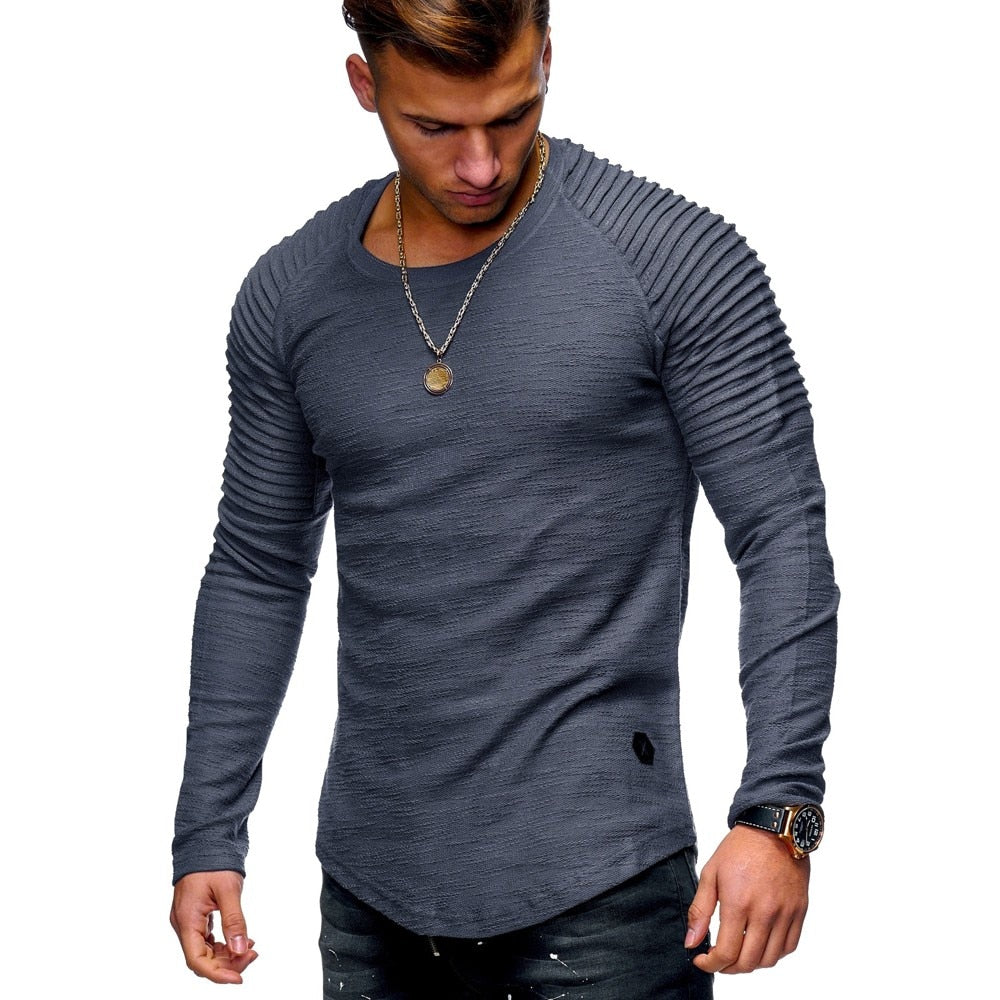 Men Cotton Regular Solid Full Sleeve Regular Tees - Lee Ola's Clothing