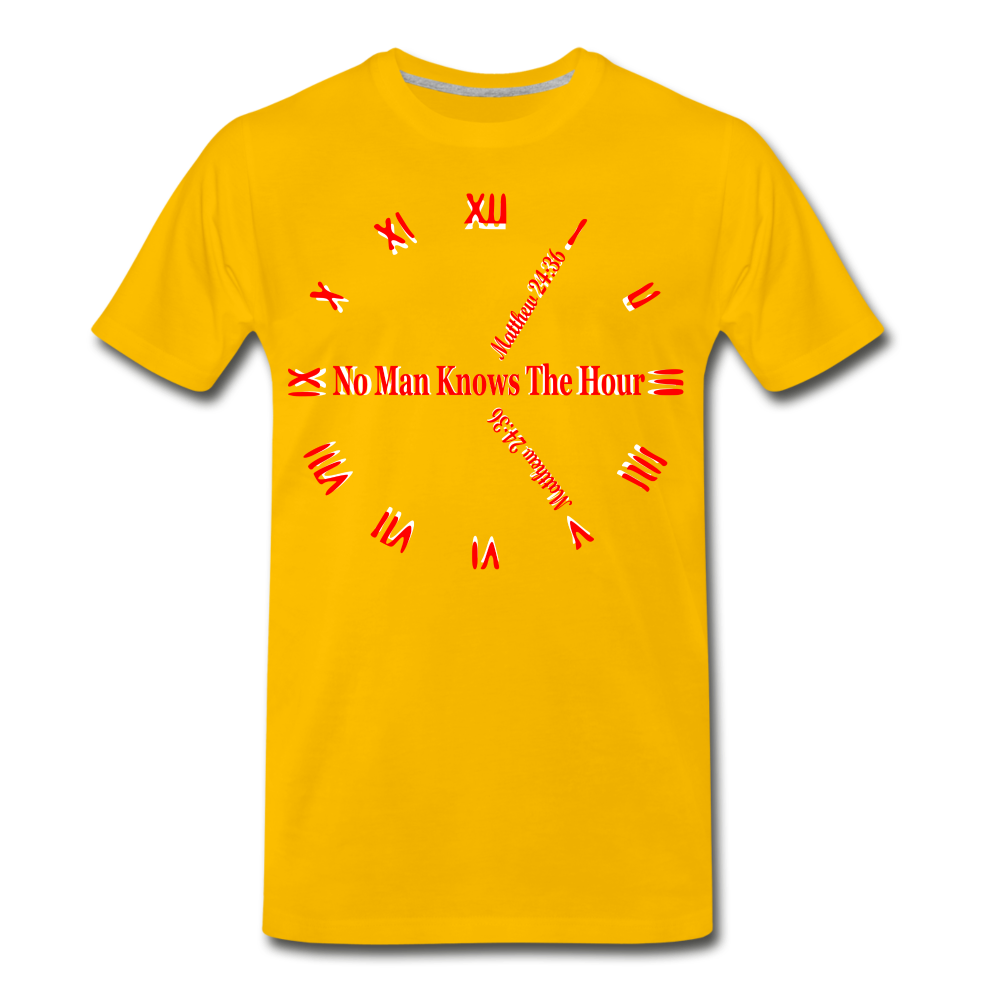 Men's "No Man Knows The Hour" T-Shirt - sun yellow