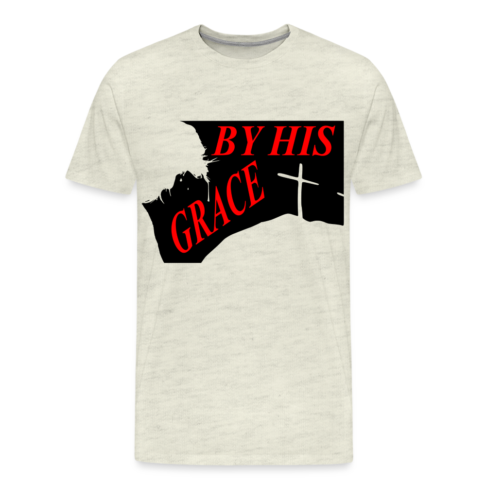 "BY HIS GRACE" Men's T-Shirt - heather oatmeal
